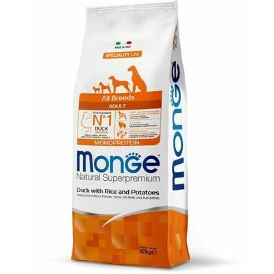 Sausā barība Monge All Breeds Adult Monoprotein Duck with Rice and Potatoes 12 kg